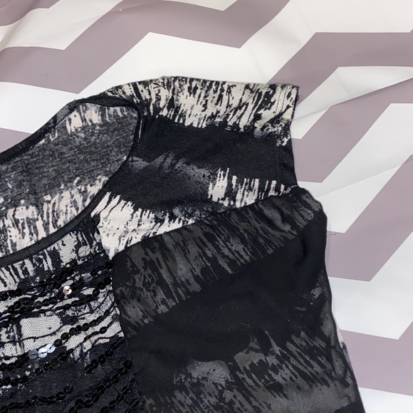 Daytrip Shirt womens small sparkly, striped, see thru, black and grey - Picture 3 of 10